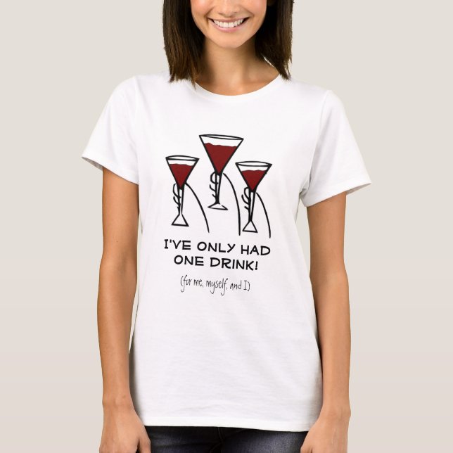 Tre vinexponeringsglas i händertecknad t-shirt (Framsida)