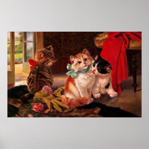 Tre Vintagar Kitten Poster