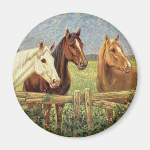 Tre vintagehästar magnet