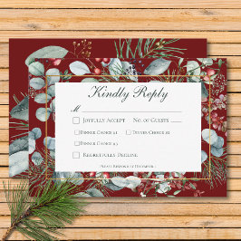 Tre vintermiddagar för vinterjul Greenery Red Bröl OSA Kort