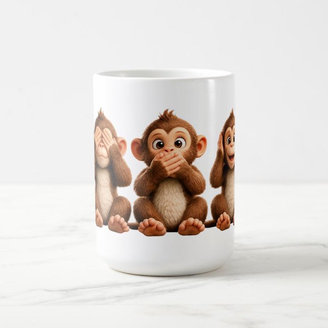 Tre Visa Apor Kaffemugg (Center)