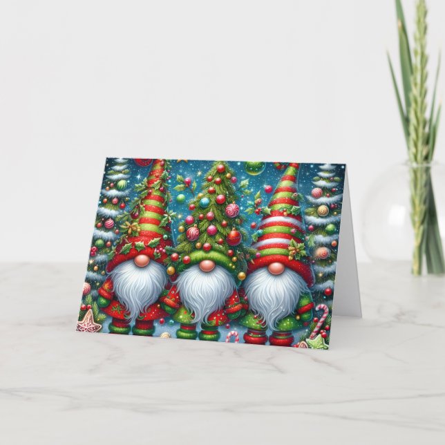 Tre visa tomtar jul helgkort (Framsida)