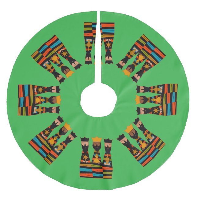 Tre vise män modern mitten av seklet julgransmatta borstad polyester (Framsidan)