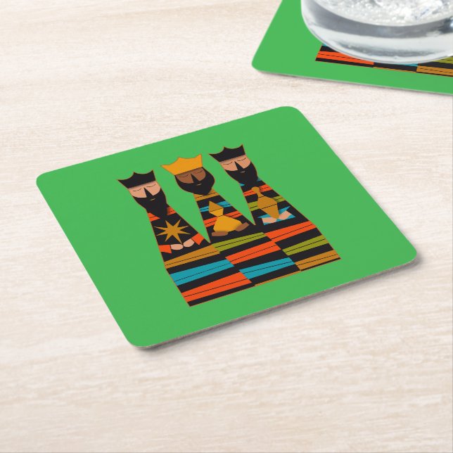 Tre vise män modern mitten av seklet underlägg papper kvadrat (Vinklad)