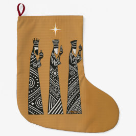 Tre vise män Svart & Vit jul Nativity Stor Julstrumpa
