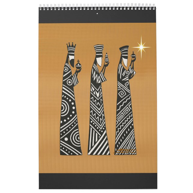 Tre vise män Svart & Vit julkrubba Kalender (Omslag)