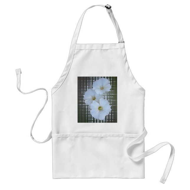 tre vita blommor förkläde (Framsidan)