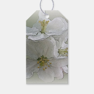 tre vita blommor presentetikett