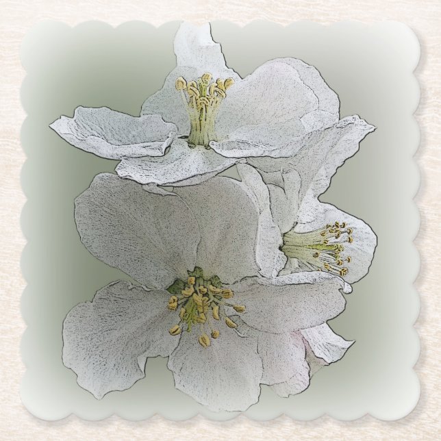 tre vita blommor underlägg papper (Framsida)