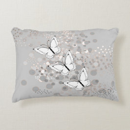 Tre vita fjärilar prydnadskudde