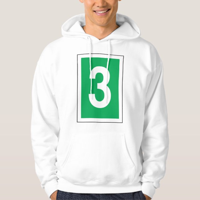 Tre vita och Grönt Hoodie (Framsida)