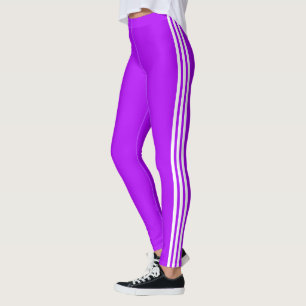 Tre vita sidostrecksfärgade Purple Leggings
