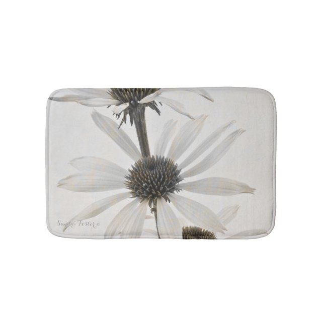 Tre vita tonblommor badrumsmatta (Framsidan)