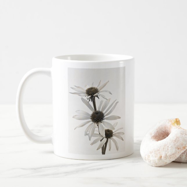 Tre vita tonblommor kaffemugg (Med munk)