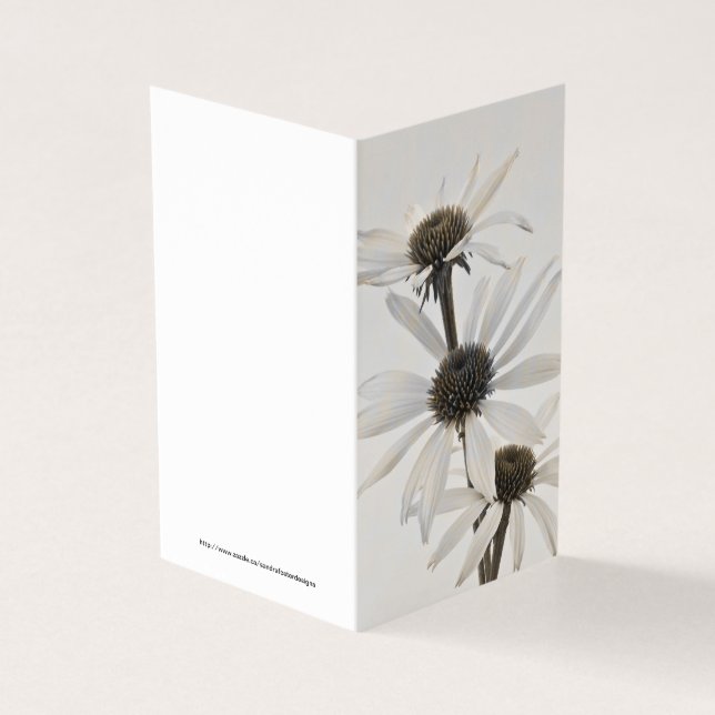 Tre vita tonblommor kort (Utsida)