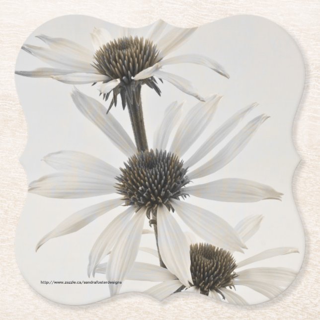 Tre vita tonblommor underlägg papper (Framsida)