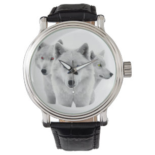 Tre vita vargar armbandsur
