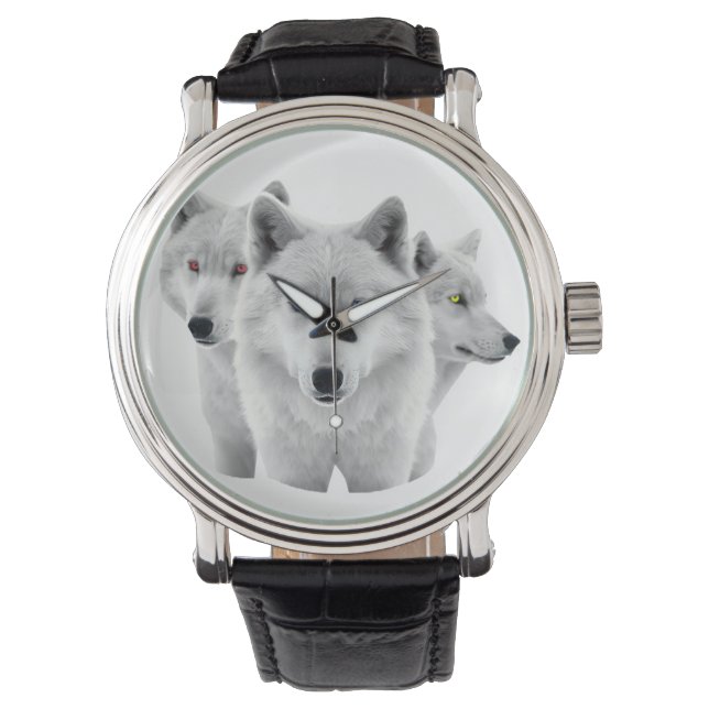 Tre vita vargar armbandsur (Framsida)
