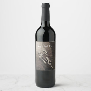 Tre vita vittnen flyger på Brooms på  Vinflaska Etikett