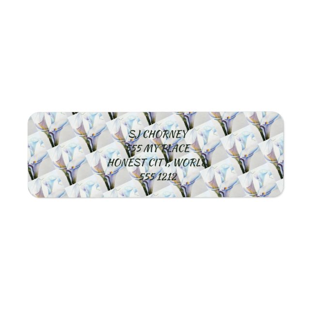 TRE VITE CALLA LILY FLOWER RETURADRESS ETIKETT (Framsidan)