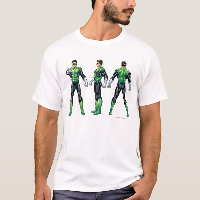 Tre vyer för grönt tee shirt (Framsida)