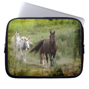 Tre Walking Horses & Fält Animal-älskare Gift Laptop Fodral