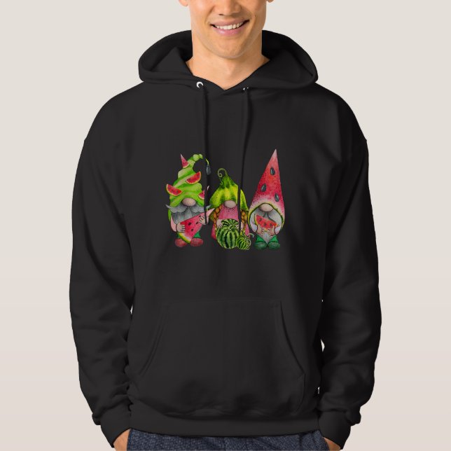 Tre Watermelon Garden Gnomes Tomte Svenska Scand Hoodie (Framsida)