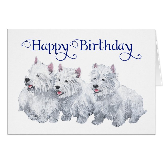 Tre West Highland White Terriers Hälsningskort (Framsidan Horizontal)