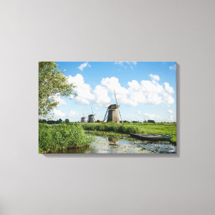 Tre windmills och en kanalkanfas canvastryck