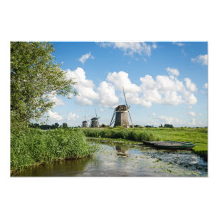 Tre windmills och ett kanalfototryck fototryck