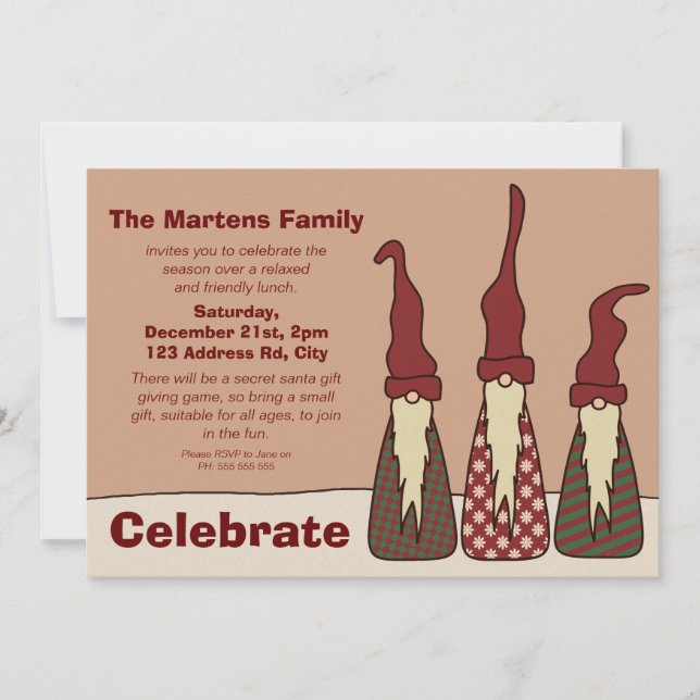 Tre Wise Elves, christmas-partiinbjudan Inbjudningar (Framsida)