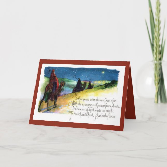 Tre Wise Manar efter Star till Betlehem Helgkort (Framsida)