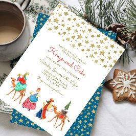 Tre Wise Manar Guld Glitter Stars jul Party Inbjudningar