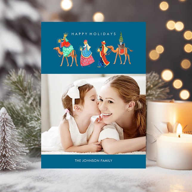 Tre Wise manar | Jul | Helgdag-fotokort Julkort (Three Wise men | Christmas | Holiday Photo Card)