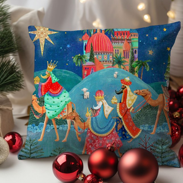 Tre Wise Manar Los Reyes magos helgdag jul Kudde (Three Wise Men Los Reyes magos holiday Christmas Throw Pillow)