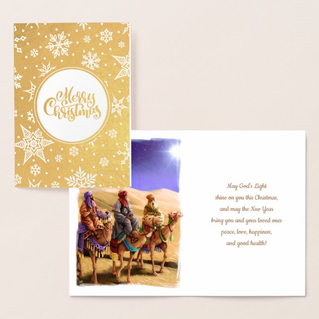 Tre Wise Manar Luxury Real Foil-julkort Folierat Kort (Display)