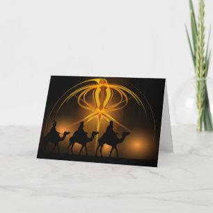 Tre Wise Manar och Advent Star God jul Helgkort