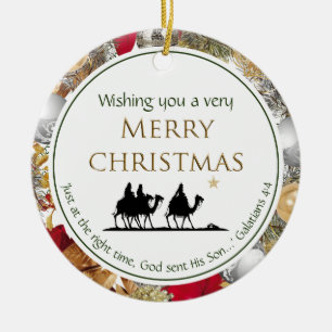 Tre Wise Manar   Skript   GOD JUL Julgransprydnad Keramik