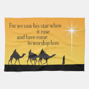 Tre Wise Manar Star av Bethlehem-julen Kökshandduk
