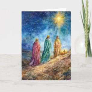Tre Wise Manar, styrd av julstjärtskonst Kort