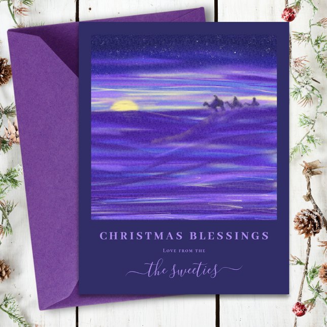 Tre Wise Manar Watercolor Anpassningsbar jul Julkort (Three wise men watercolor custom Christmas holiday greetings card)