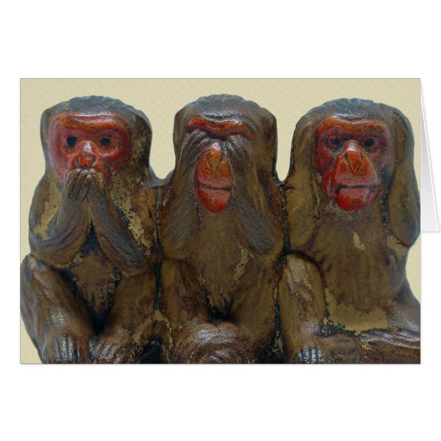 Tre Wise Monkey Hälsningskort (Framsidan Horizontal)