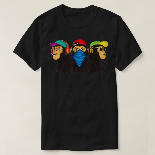 Tre Wise Monkey Modern Graffiti T Shirt (Design framsida)