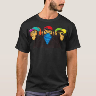 Tre Wise Monkey Modern Graffiti T Shirt