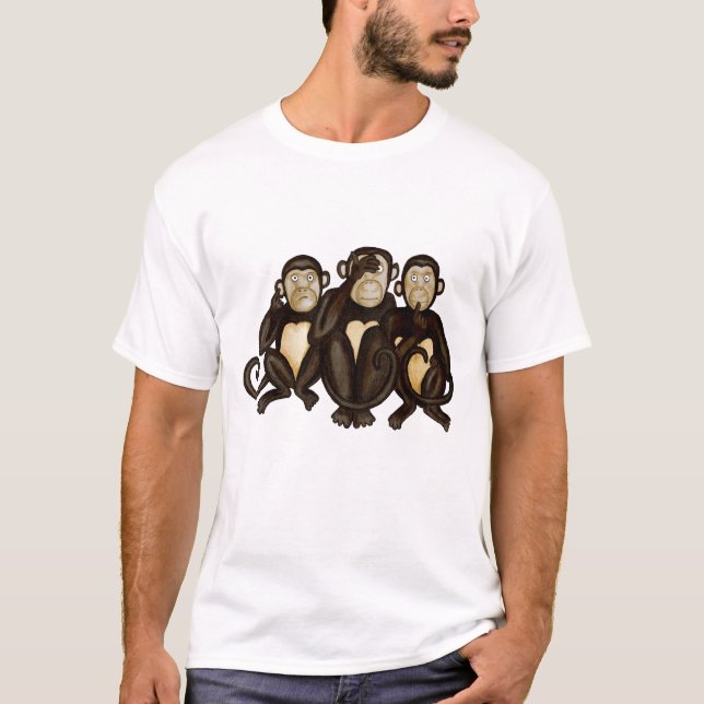 Tre Wise Monkey Tee Shirt (Framsida)