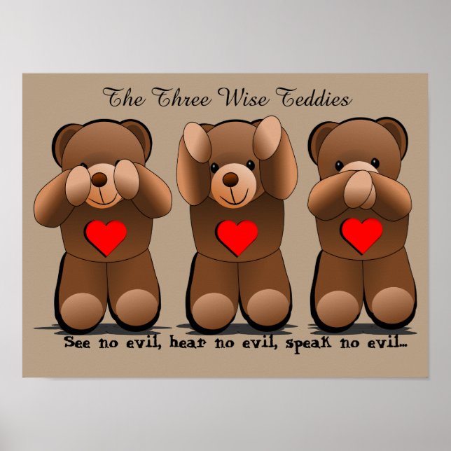 Tre Wise-nycklar, Nalle Skriv ut Poster (Framsidan)