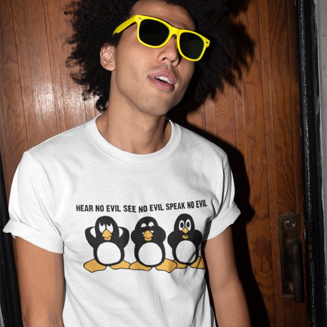 Tre Wise Penguins Humor T Shirt (Skapare uppladdad)