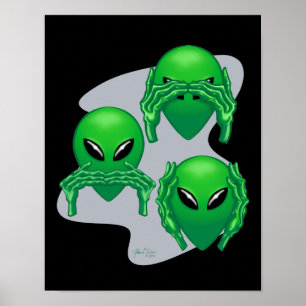 Tre Wise-Utomjordingar Poster
