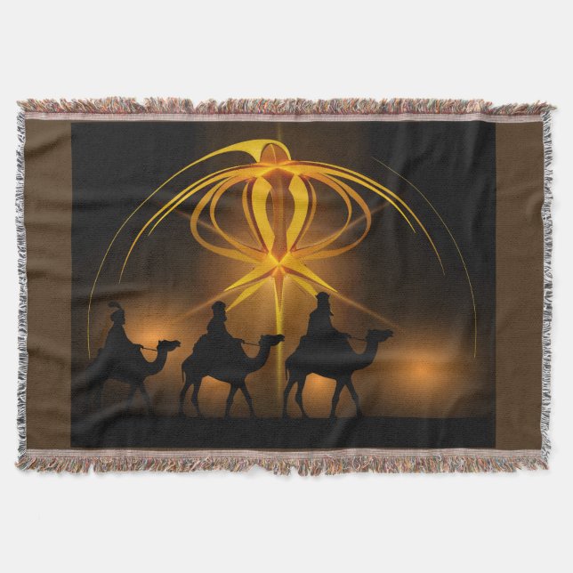 Tre Wiseman jul-Helgdag Blanket Throw Mysfilt (Framsidan)
