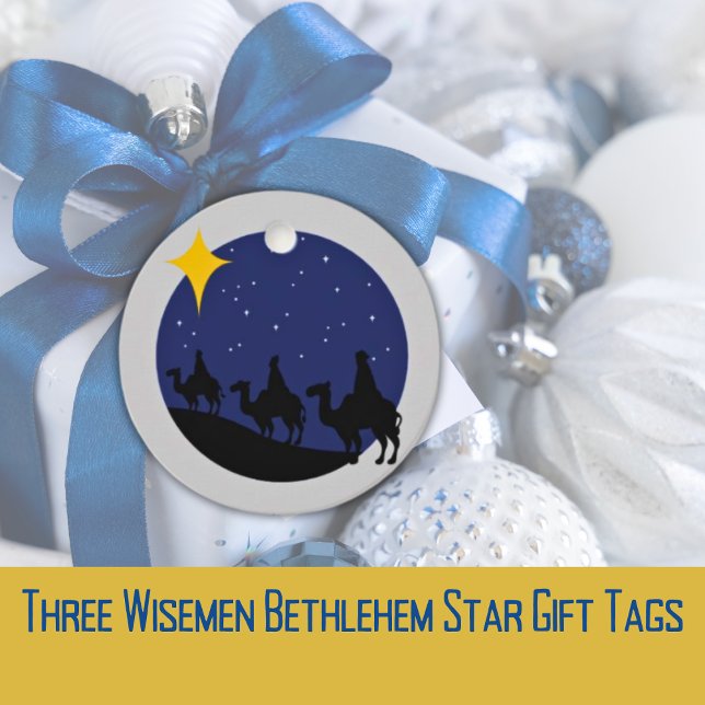 Tre Wisemen Bethlehem Star Gift Märkre Gåvor Etiketter (Three Wisemen Bethlehem Star Gift Tags)